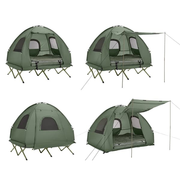 SoBuy 4-i-1 Camping Telt med markise – Til 2 Personer | 193x145x185cm Grøn OGS61-L-GR