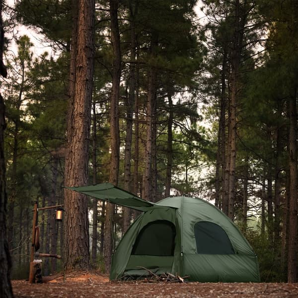 SoBuy 4-i-1 Camping Telt med markise – Til 2 Personer | 193x145x185cm Grøn OGS61-L-GR