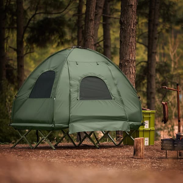 SoBuy 4-i-1 Camping Telt med markise – Til 2 Personer | 193x145x185cm Grøn OGS61-L-GR