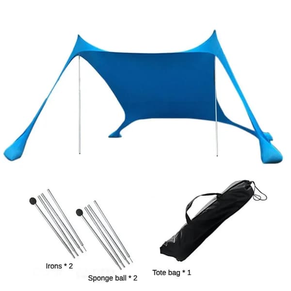 Strandkanopy, Justerbar Størrelse, UV Beskyttelse, Letvægtsdesign,Blå, L 200x210x150cm
