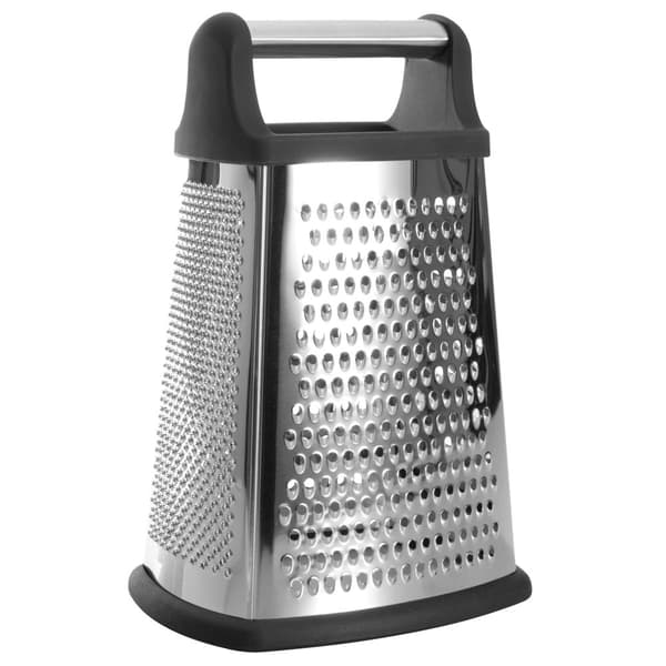 BergHOFF 4-sidet rivejern - rustfrit stl med gummibase og 4 bladmuligheder til ost, grntsager og mere