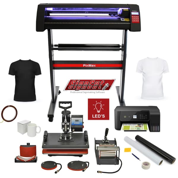 PixMax Da Vinci Pakke 5 i 1 Varmepresse, Skæreplotter, Printer