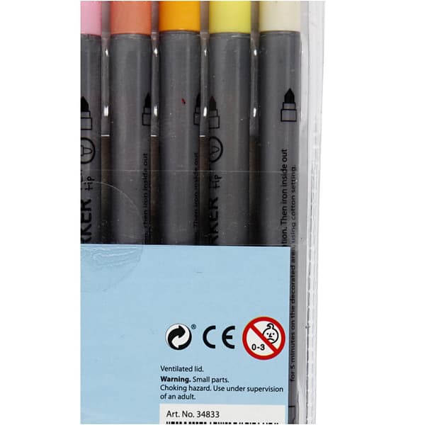 Tekstiltusj, suppl. farger, strek 2,3+3,6 mm, 20 stk./ 1 pk.
