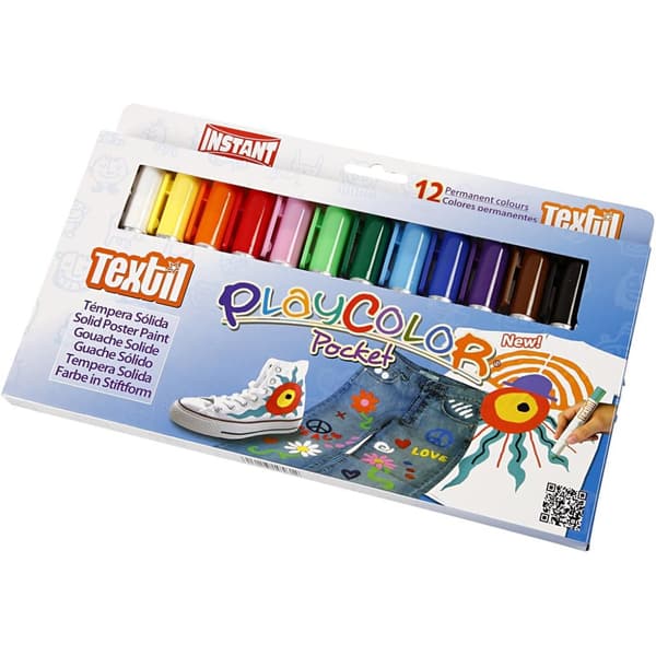 Playcolor Textilfärg, L: 14 cm, mixade färger, 5 g, 12 st./ 1 förp.