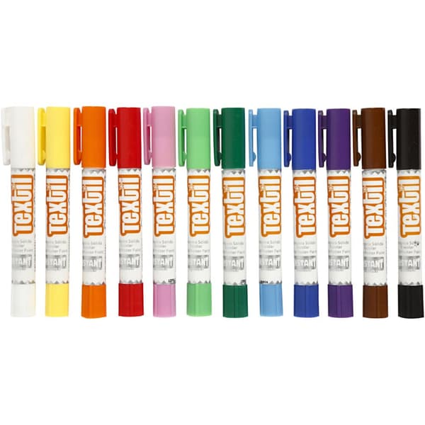 Playcolor Textilfärg, L: 14 cm, mixade färger, 5 g, 12 st./ 1 förp.