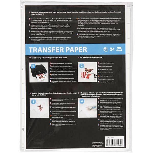 Transferpapper till tyg - Bläckstråleskrivare - 12 vita ark