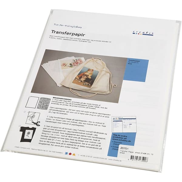Transferpapper till tyg - Bläckstråleskrivare - 12 vita ark