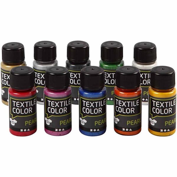 Textilfärg Pearl - 10 Mixade Färger - 10x50ml