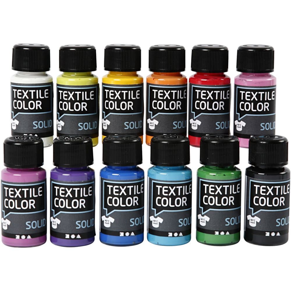 Textil Färg Solid - Mixade Färger - 12x50ml