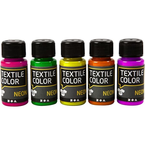 Textil Färg Neon - Mixade Färger - 5x50ml