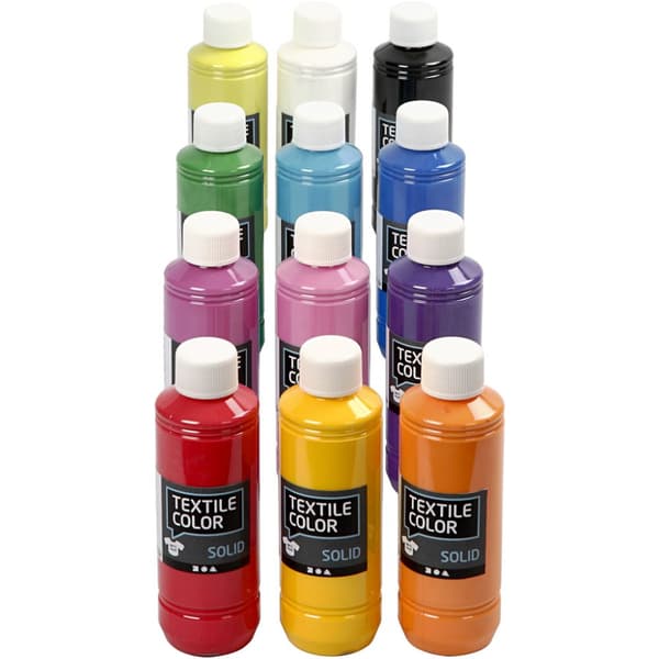 Textil Färg Solid - Mixade Färger - 12x250ml