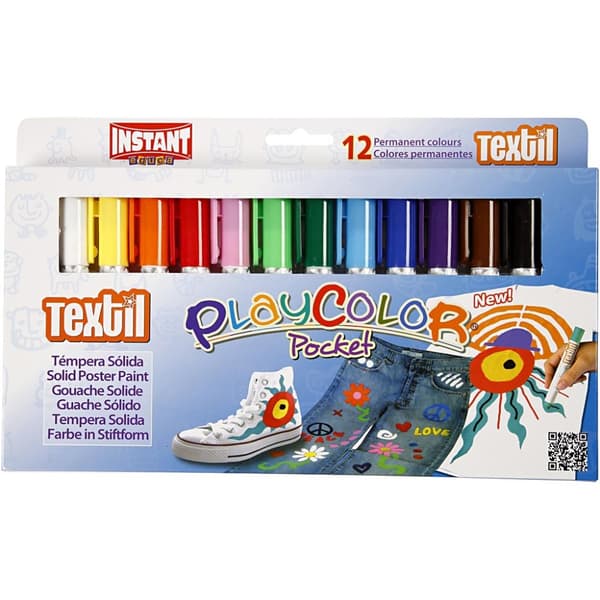 Playcolor Textilfärg - 12 st - Mixade färger