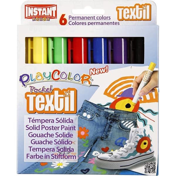 Playcolor Textilfärger - Mixade färger - 6 st