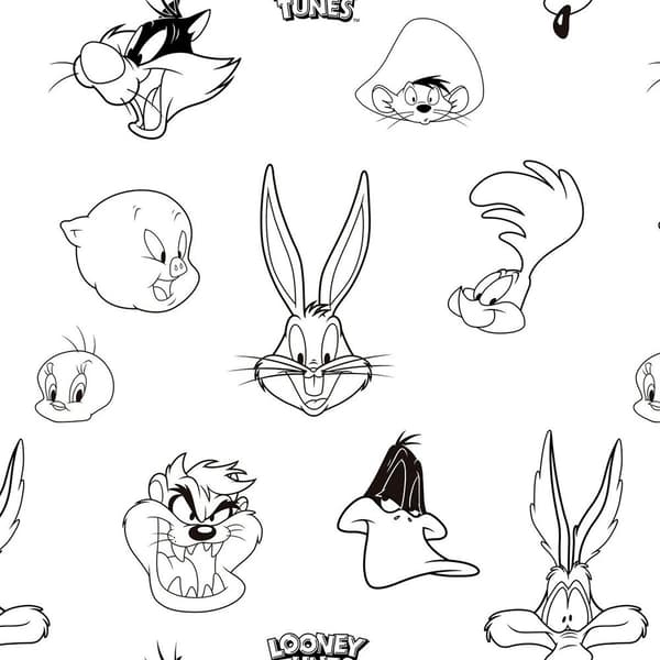 Play Fabrics Nordic Cover Looney B & W För Maxicuna 115x145 Cm