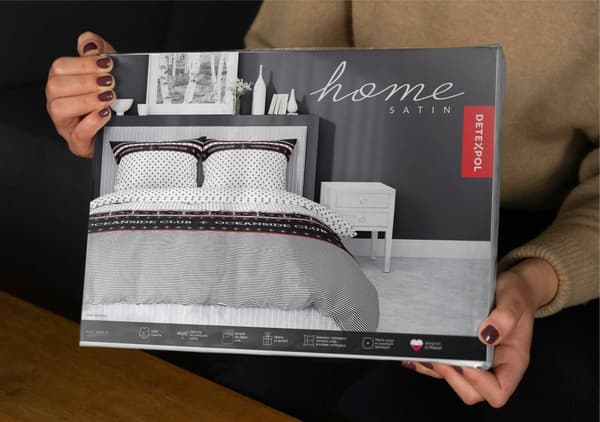 Satiini vuodevaatteet 160x200 valkoinen musta laivastonsininen 4920 B Home Satin 81