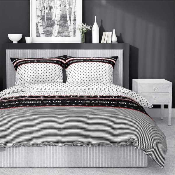 Satin sängkläder 220x200 vit svart marin 4920 B Hem Satin 81