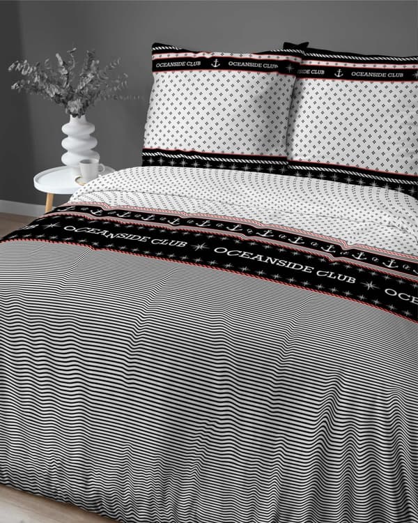 Satin sängkläder 220x200 vit svart marin 4920 B Hem Satin 81