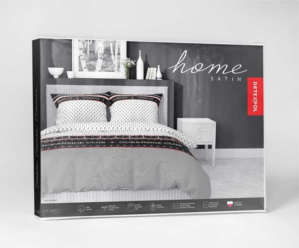 Satin sängkläder 220x200 vit svart marin 4920 B Hem Satin 81