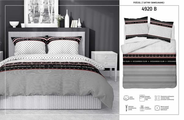 Satin sängkläder 220x200 vit svart marin 4920 B Hem Satin 81
