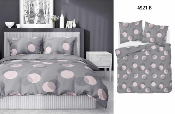 Satin sängkläder 220x200 grå cirklar 4921 B Hem Satin 81