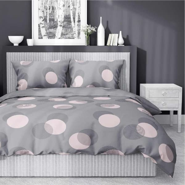 Satin sängkläder 220x200 grå cirklar 4921 B Hem Satin 81