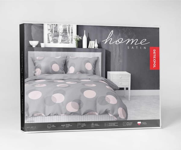Satin sängkläder 220x200 grå cirklar 4921 B Hem Satin 81