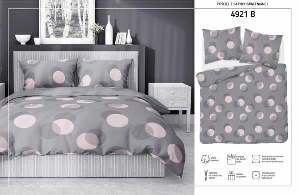 Satin sängkläder 220x200 grå cirklar 4921 B Hem Satin 81