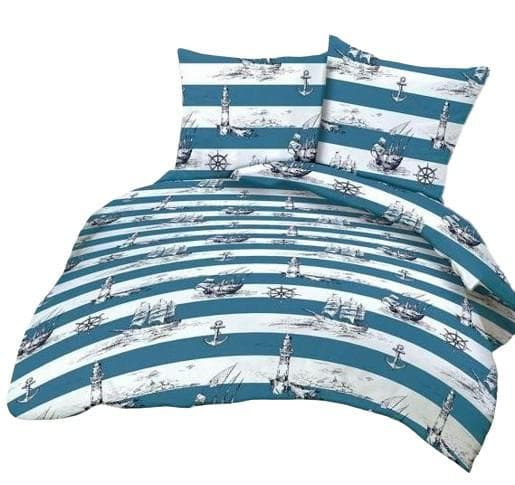 Bark sengetøj 160x200 Navy Ships Anchors Lighthouse