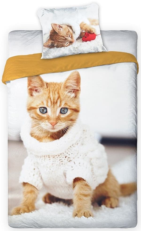 Sängkläder i bomull 140x200 Sweet Kitten cat Kitty sweater BF 001 7388 Faro