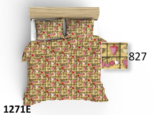 Kuorivuoteet 160x200 1271E beige sydämet punainen pinkki 827N vetoketjulla