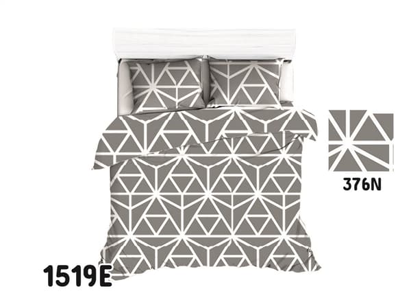 Sängkläder i bomull 140x200 1519E grå vit geometrisk 376N