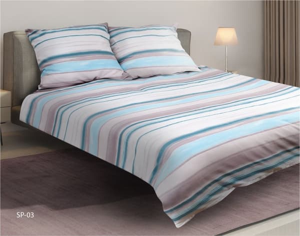 Satin sängkläder 160x200 03A Premium ljung turkos rosa pudermix ränder