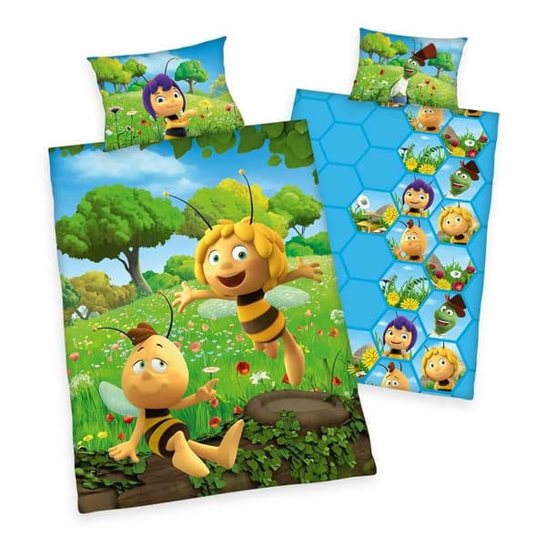 Børnesengetøj i bomuld 100x135 Maja the Bee til seng H23