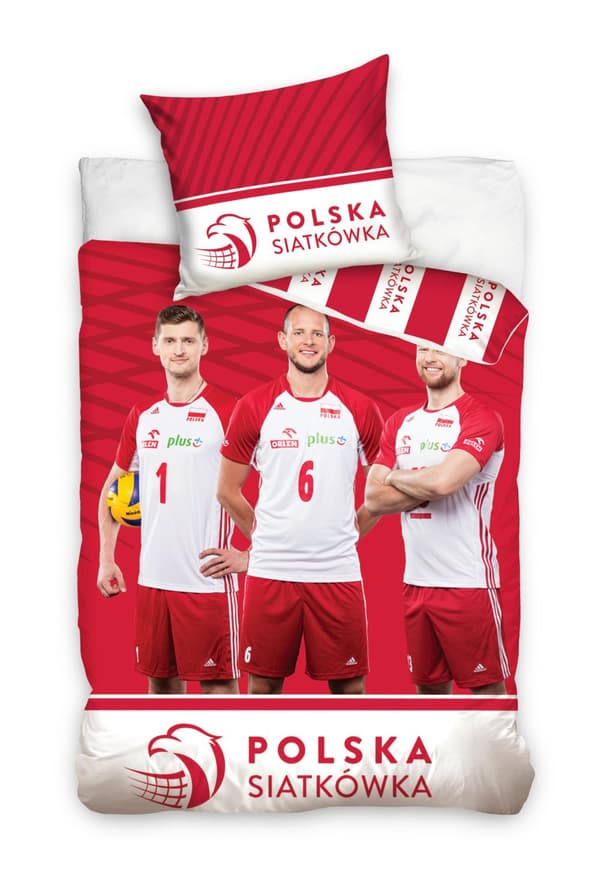 Sängkläder i bomull 160x200 Polen Volleyboll Volleybollspelare Kurek Kubiak Nowakowski PZPS örngott 70x80