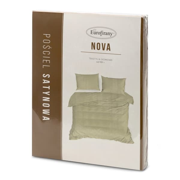 Satin sengetøj 140x200 Nova beige, ensfarvede Euro gardiner