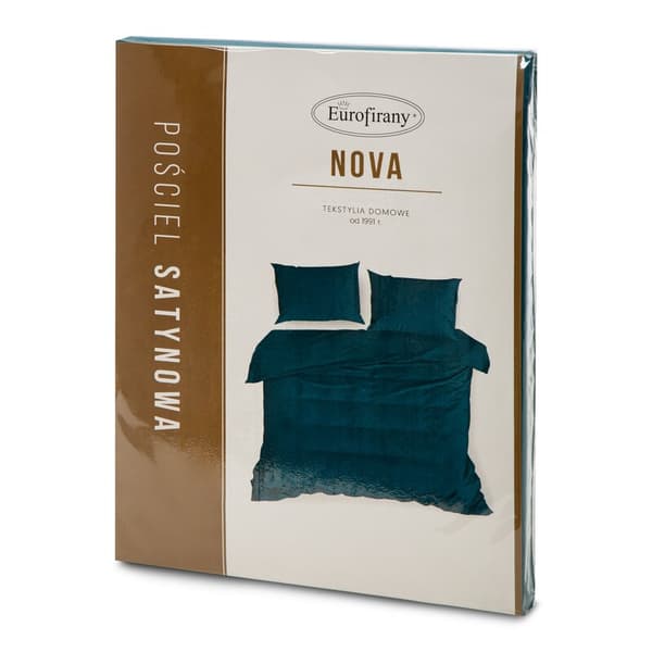 Satin sängkläder 220x200 Nova mörk turkos enfärgad Eurofirany