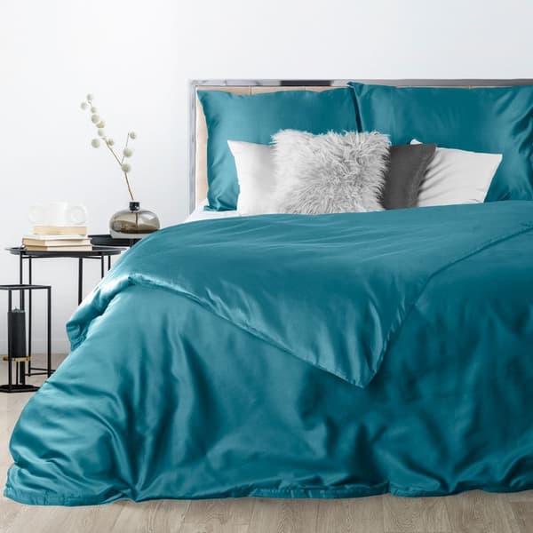 Satin sängkläder 220x200 Nova mörk turkos enfärgad Eurofirany