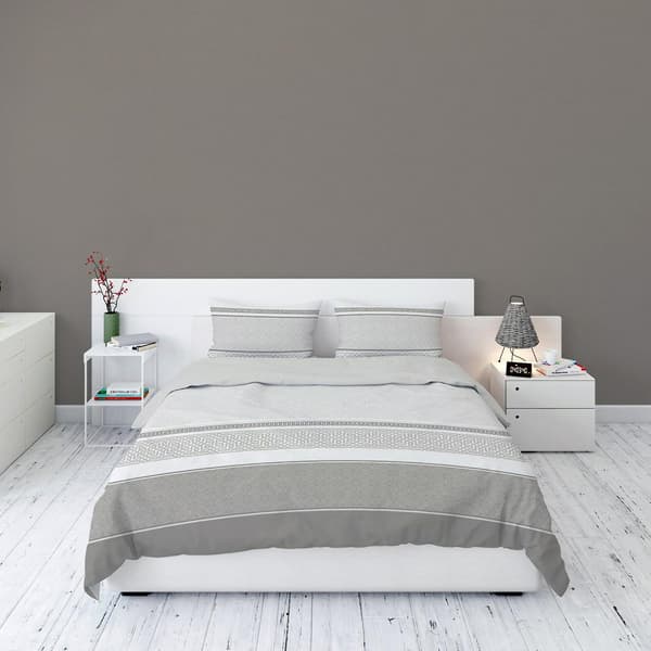 Flanell sengetøj 220x200 beige striber ornamenter 4520 B Flanell 2023