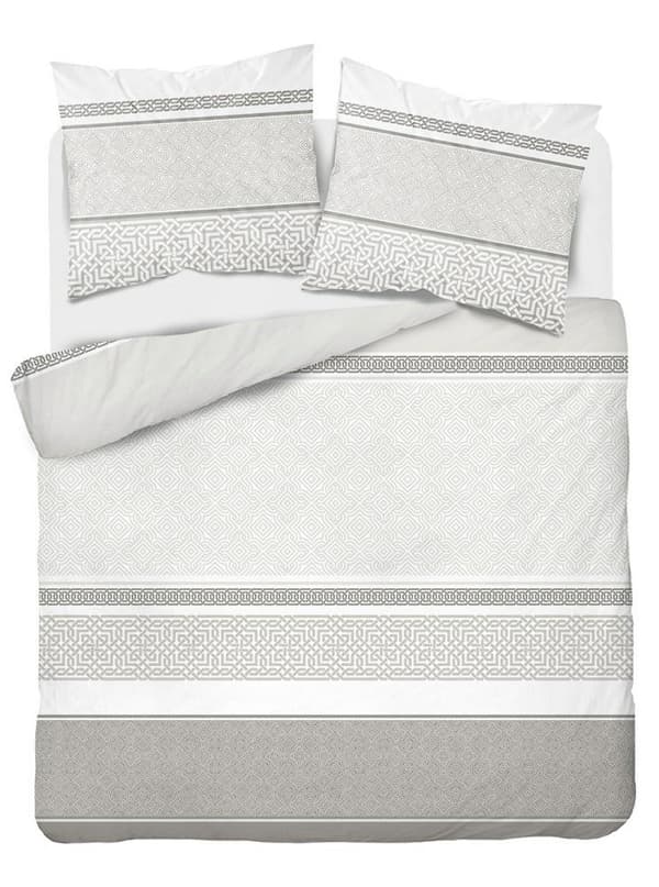 Flanell sengetøj 220x200 beige striber ornamenter 4520 B Flanell 2023