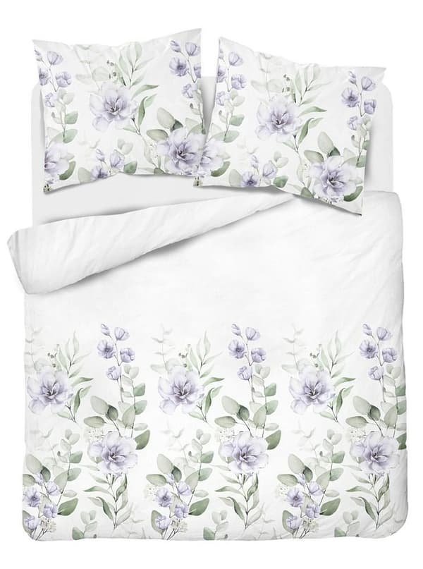 Flanellsängkläder 220x200 vita ljungfältsblommor 4522 B Flanell 2023