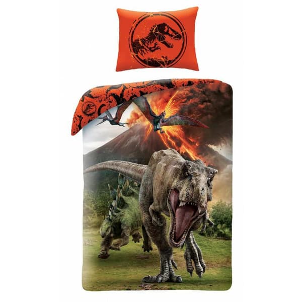 Børnesengetøj i bomuld 160x200 Jurassic Park Jurassic World med pudebetræk 70x80 Børn 09
