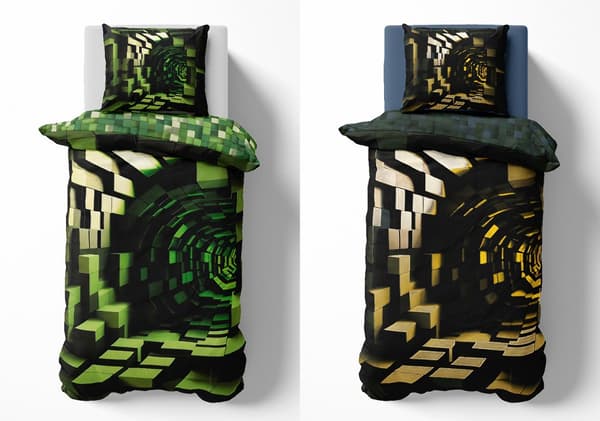 Glow in the dark sengetøj 140x200 Minecraft grøn 4634 A Fluo 35