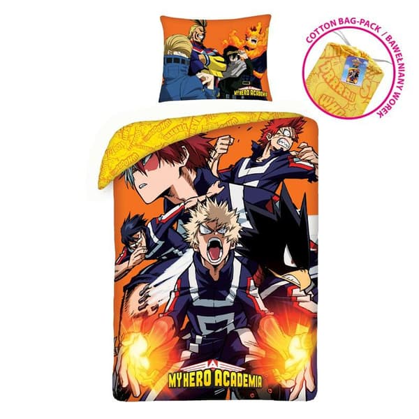Bomuldssengetøj 140x200 My Hero Academia + bomuldstaske pudebetræk 70x90 5422BL Halantex