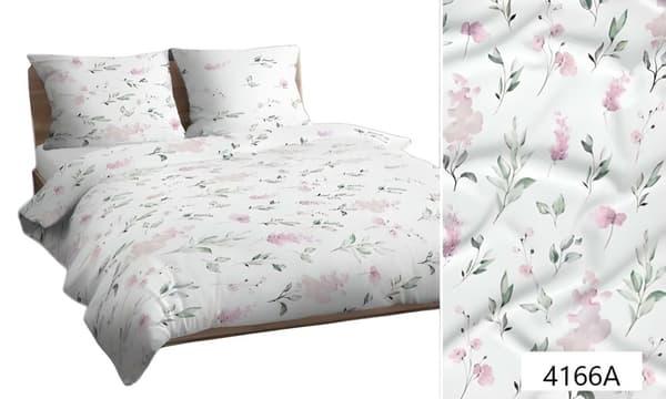 Sängkläder i bomull 160x200 vita rosa blommor 4166 A bomull Max
