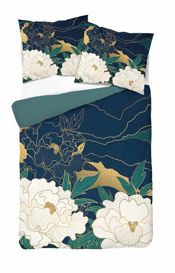 3D mikrofibersängkläder 160x200 Blommor marinblå 4178 A micro 28