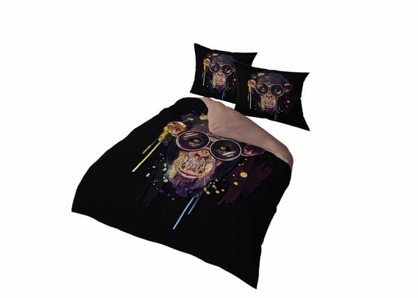 3D mikrokuituvuodevaatteet 160x200 Apina musta ruskea 4364 A mikro 28