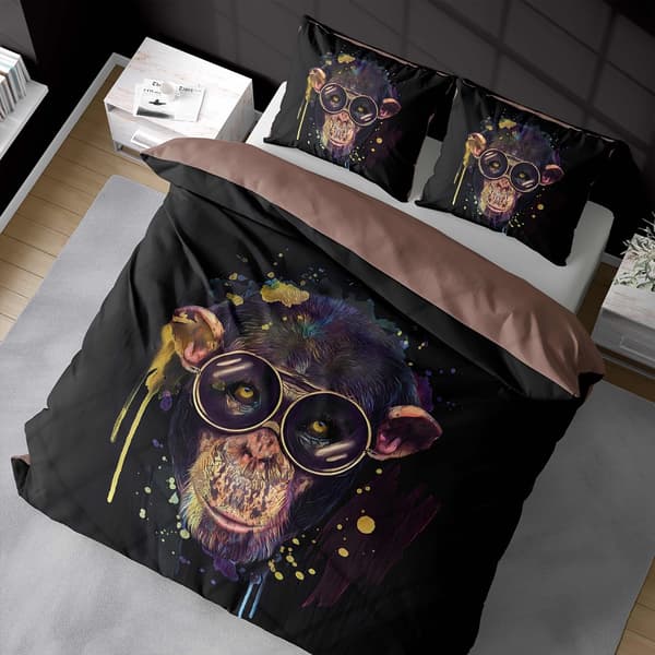 3D mikrokuituvuodevaatteet 160x200 Apina musta ruskea 4364 A mikro 28