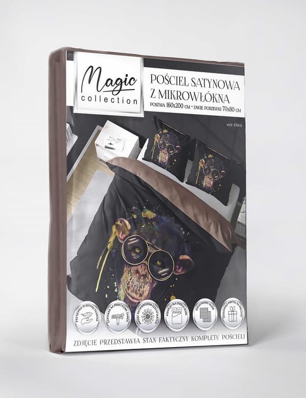 3D mikrokuituvuodevaatteet 160x200 Apina musta ruskea 4364 A mikro 28