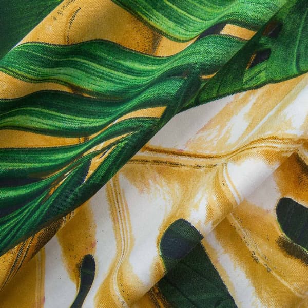 Satin sengetøj 140x200 jungleblade mørkegrøn 1527/1 med 1 pudebetræk 70x80 Satynlove 24