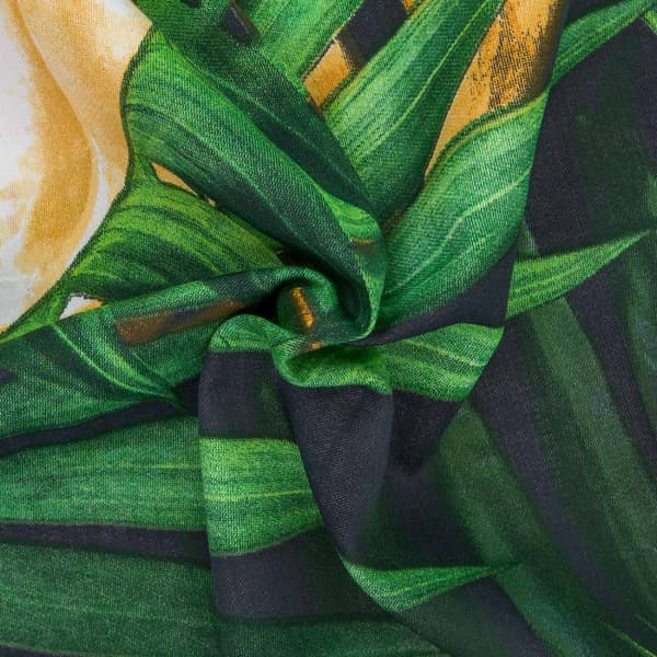 Satin sengetøj 140x200 jungleblade mørkegrøn 1527/1 med 1 pudebetræk 70x80 Satynlove 24